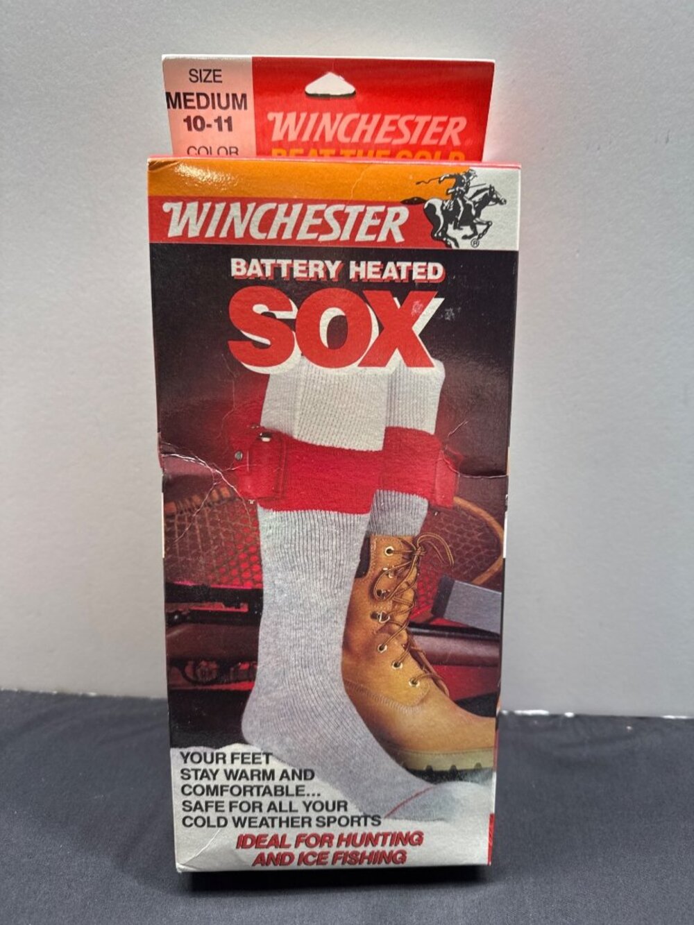 Winchester Battery Heated Sox Medium 10-11 Grey Wool Blend Ideal For Winter Spor